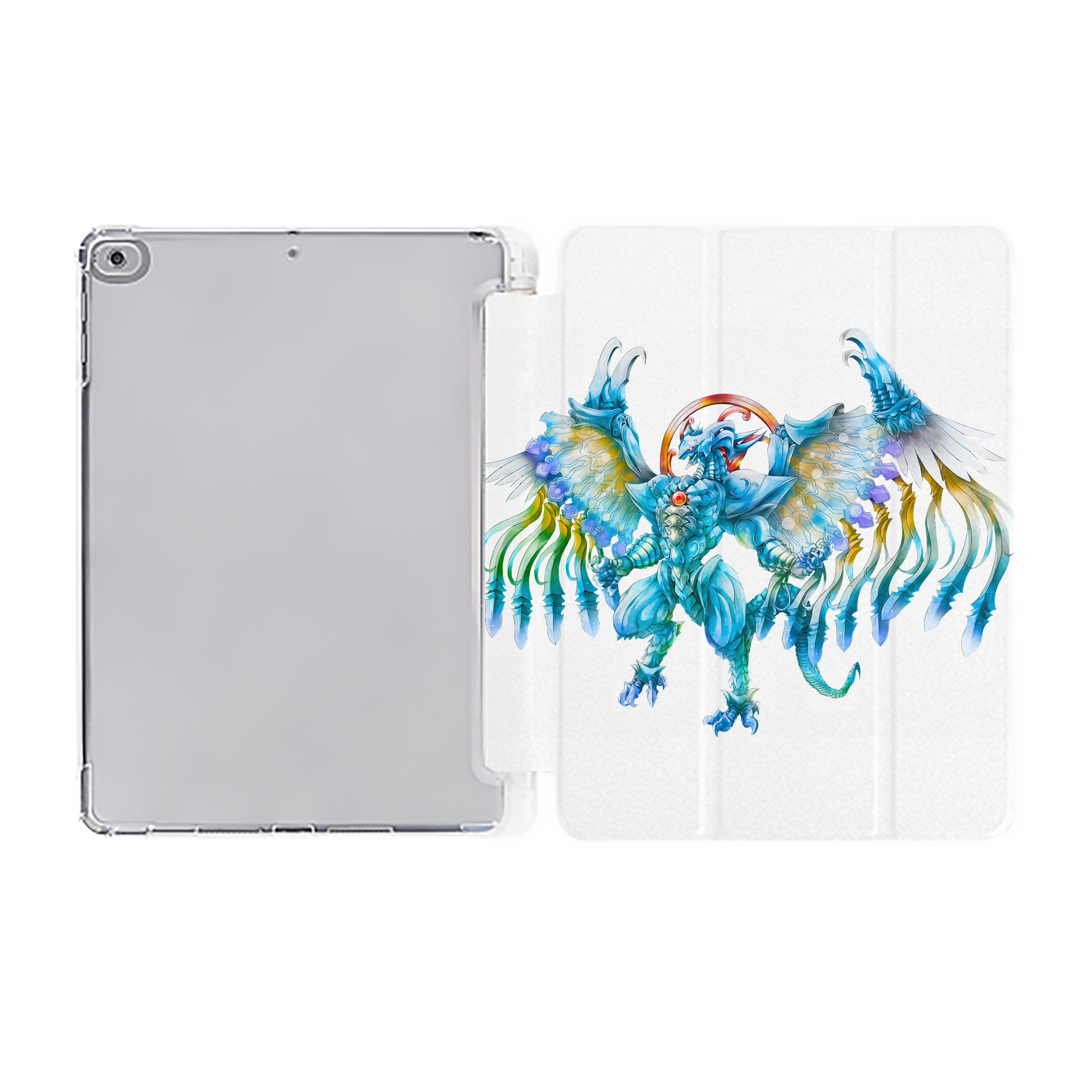 （画像用） 遊☆戯☆王 Yu-Gi-Oh! IPad ケース ペン収納付き 三つ折りスタンド PUレザー×シリコン 対応機種9.5/10.5/10.9インチ